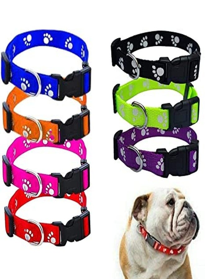 Pups&Pets 15MM Adjustable Nylon Paw Print Design Cute Collar for Small Dogs & Cat - Pack of 1 (Red) - Image 1